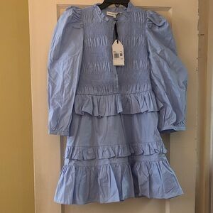 English Factory Light Blue Ruffle Tiered Dress